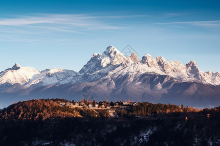 户外日照金山背景图片