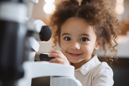 在眼科检查眼睛的孩子图片