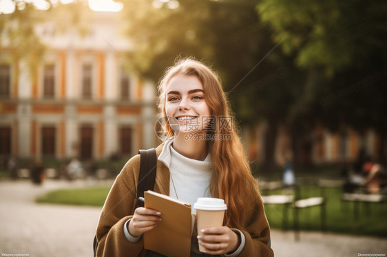 女孩捧着咖啡图片