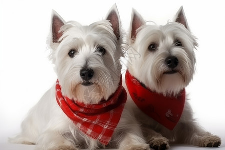 两只戴围巾的宠物狗图片