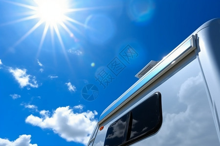 阳光下的房车太阳能图片