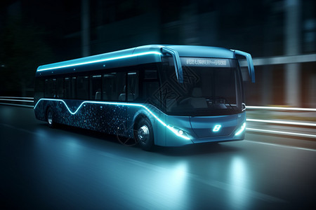 运动中的氢燃料公交车图片