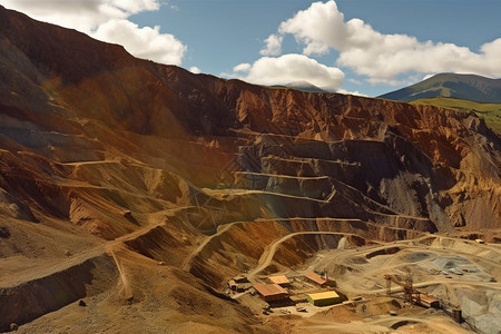 山脉中的大型露天矿图片