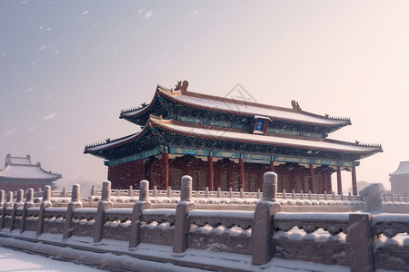 雪后的建筑景色背景图片