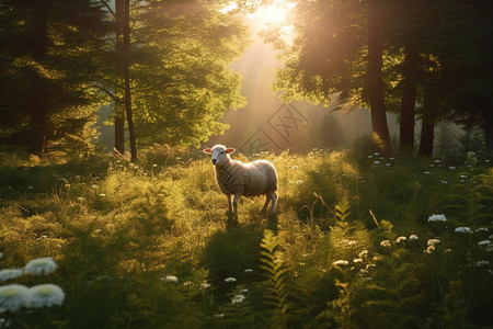 绵羊牧场的田园美景图片