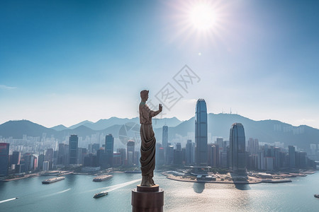 壮观的自由女神像雕塑背景图片