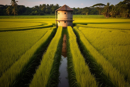 稻田创造一种对称和平衡感图片