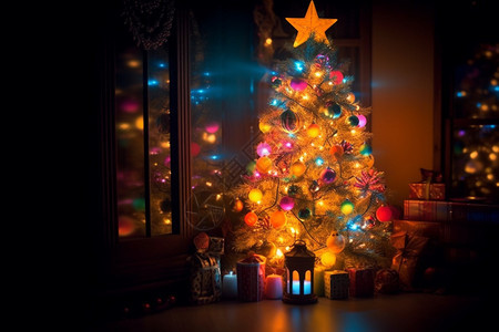 室内场景的圣诞节装扮背景图片