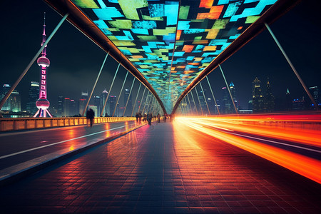 未来派的城市桥梁背景图片