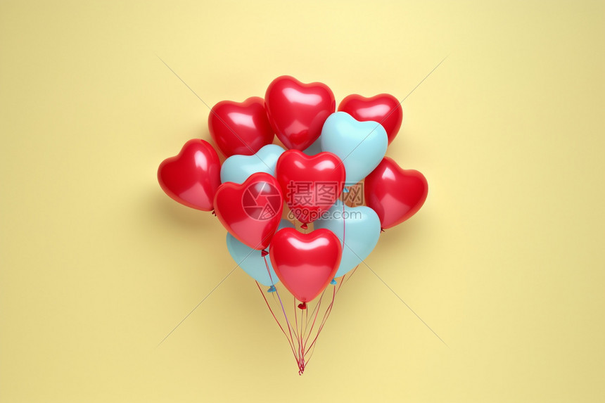 情人节的心形气球背景图片