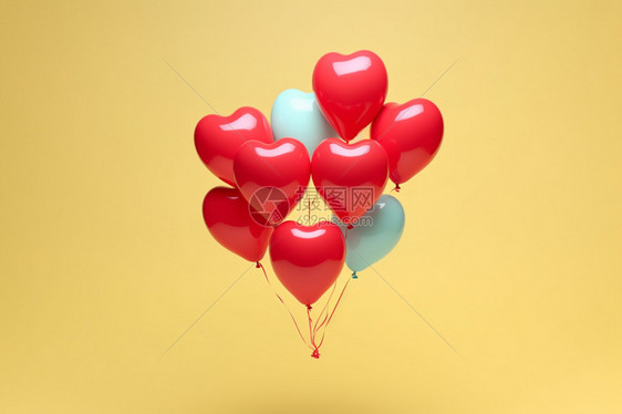 浪漫的心形气球背景图片