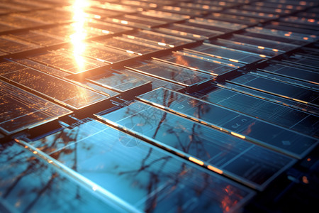 展示单个太阳能电池板的特写图片
