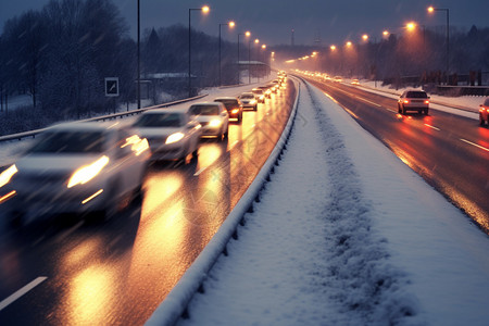 雪天的公路雪天开车高清图片