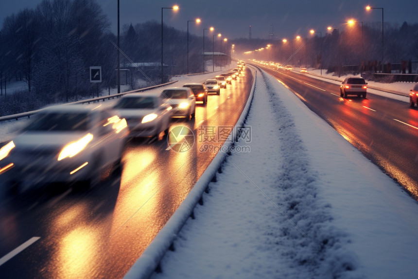 雪天的公路图片