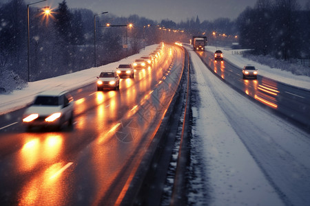 雪天驾驶雪天高速公路背景