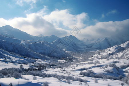冬季中的雪山山脉图片