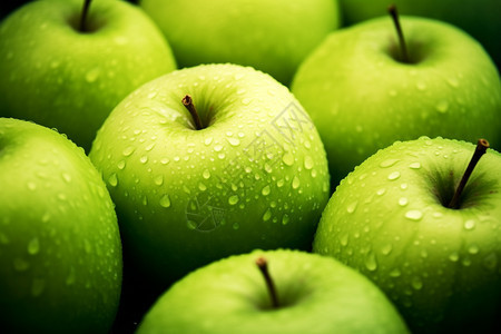 新鲜蔬洗的绿色苹果图片