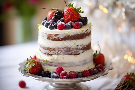 莓果蛋糕甜点图片