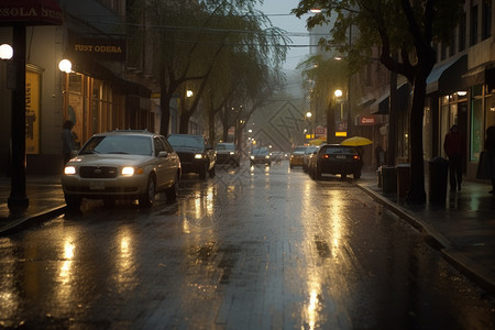 雨天的街道图片
