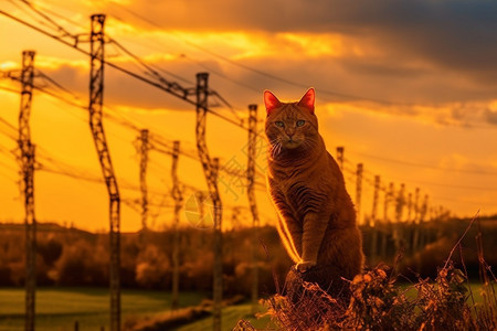 户外田园的小猫背景图片