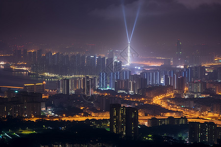 灯火通明的城市夜景图片