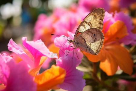 美丽的蝴蝶落在娇艳的花朵上图片