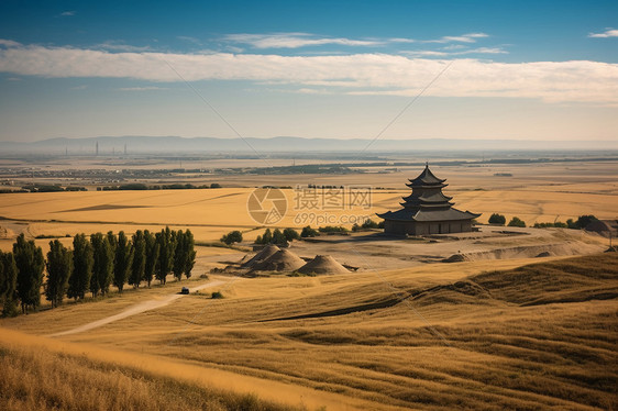 荒凉的古建筑风景图片