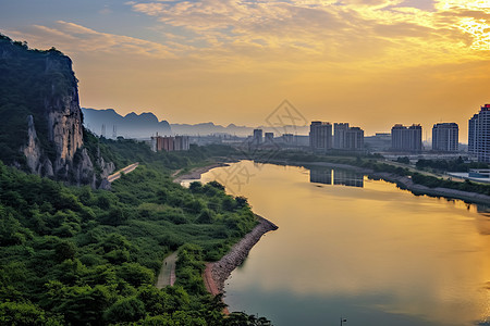 河流山脉景色图片