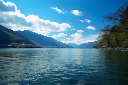清新壮观的蓝天湖泊图片