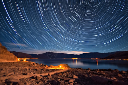 夜晚美丽的星径风景图片