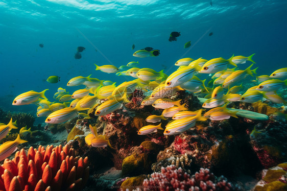 海底珊瑚礁生态系统图片