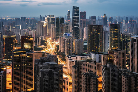 夜间城市繁华景象背景图片