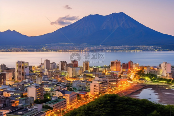 夕阳下的日本鹿儿岛图片