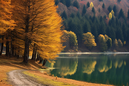秋天河边风景图片