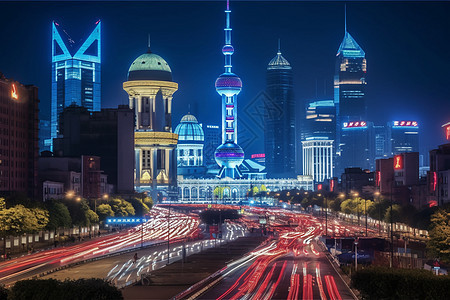 夜景风景下的城市景观图片