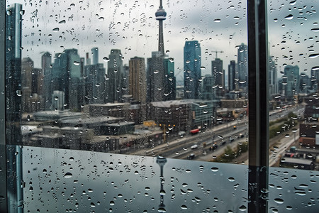 暴雨中的城市建筑图片