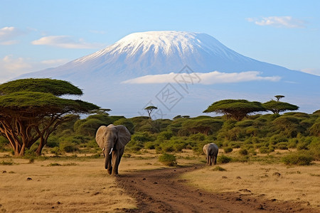 草原上的野生大象图片