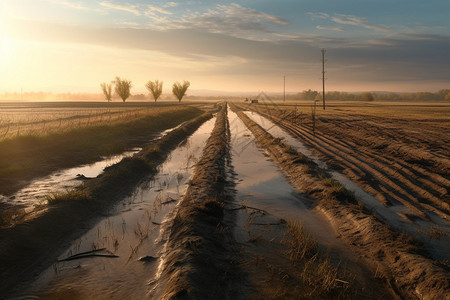 洪水后的农业农田图片