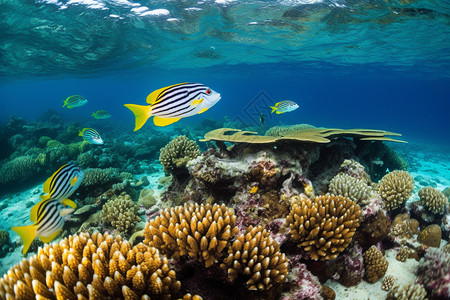 海底美丽的珊瑚和鱼类图片