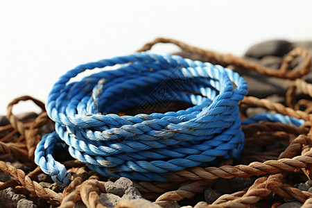 一捆蓝色的尼龙绳子图片
