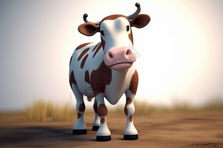可爱的卡通动物牛背景图片