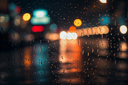 夜晚下雨的城市图片