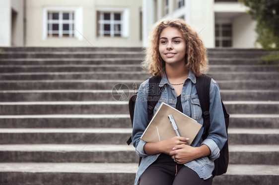 校园中的女大学生图片