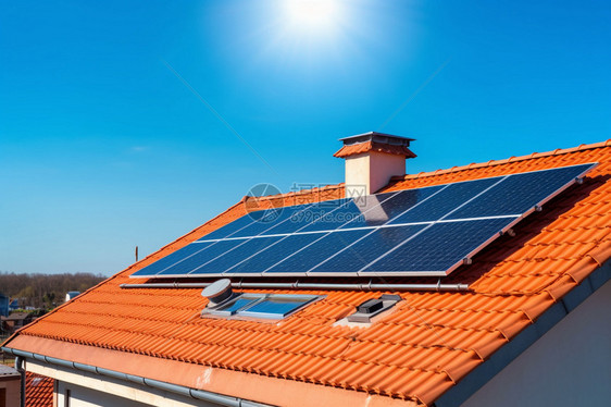 房屋屋顶的太阳能设备图片