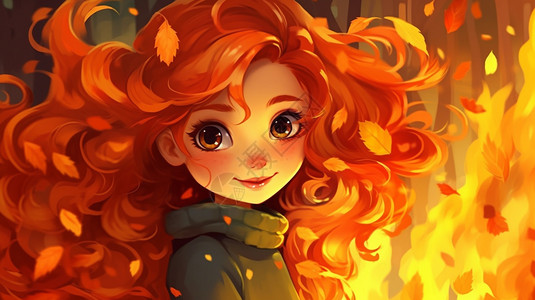 红头发的火焰女孩图片