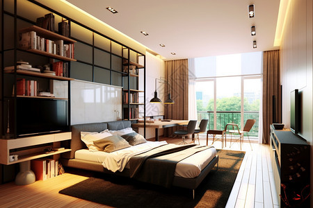 现代单身公寓卧室图片