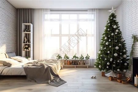 圣诞树卧室图片