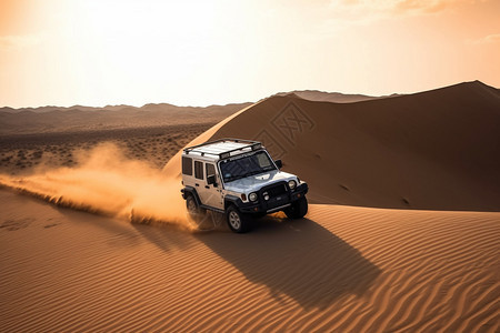 在沙漠中的越野车图片