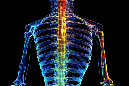 脊柱的彩色x射线扫描图图片