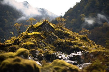 树林远景秋天山林植物背景